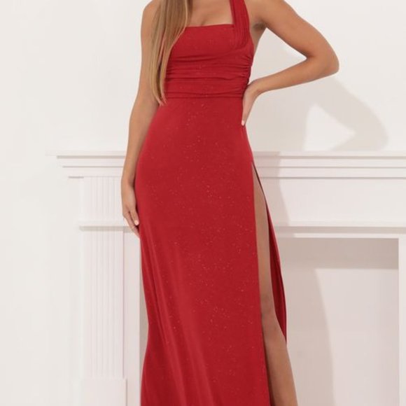 chinese dress ladies Bronze Metallic Celestina Draped Maxi Dress